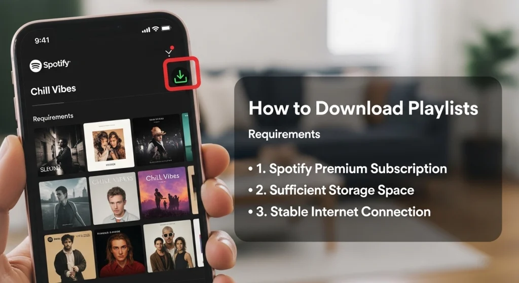 Requirements for How to Download Playlists on Spotify Mobile